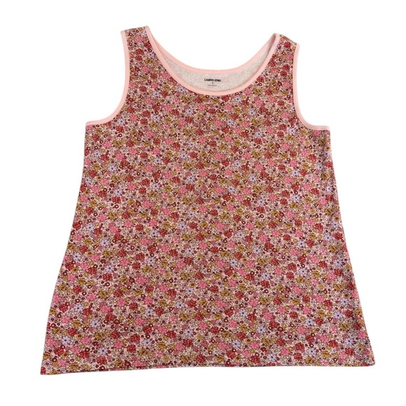 Lands' End Tops - Lands End Womens XL Pink Floral Print Cotton Sleeveless Tank Top